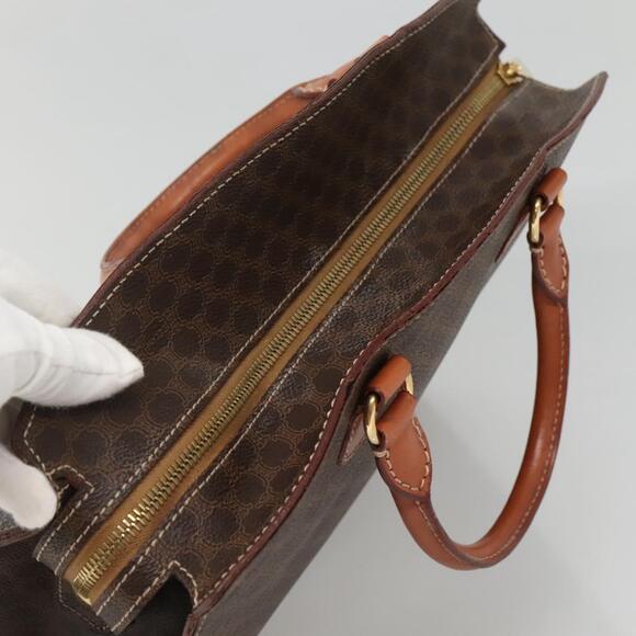 CELINE Macadam Canvas Hand Bag Pvc Leather Brown Gold - Picture 6 of 13